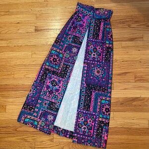 Stunning 70s/60s Vibrant Patchwork Quilted Maxi High Waisted Overskirt